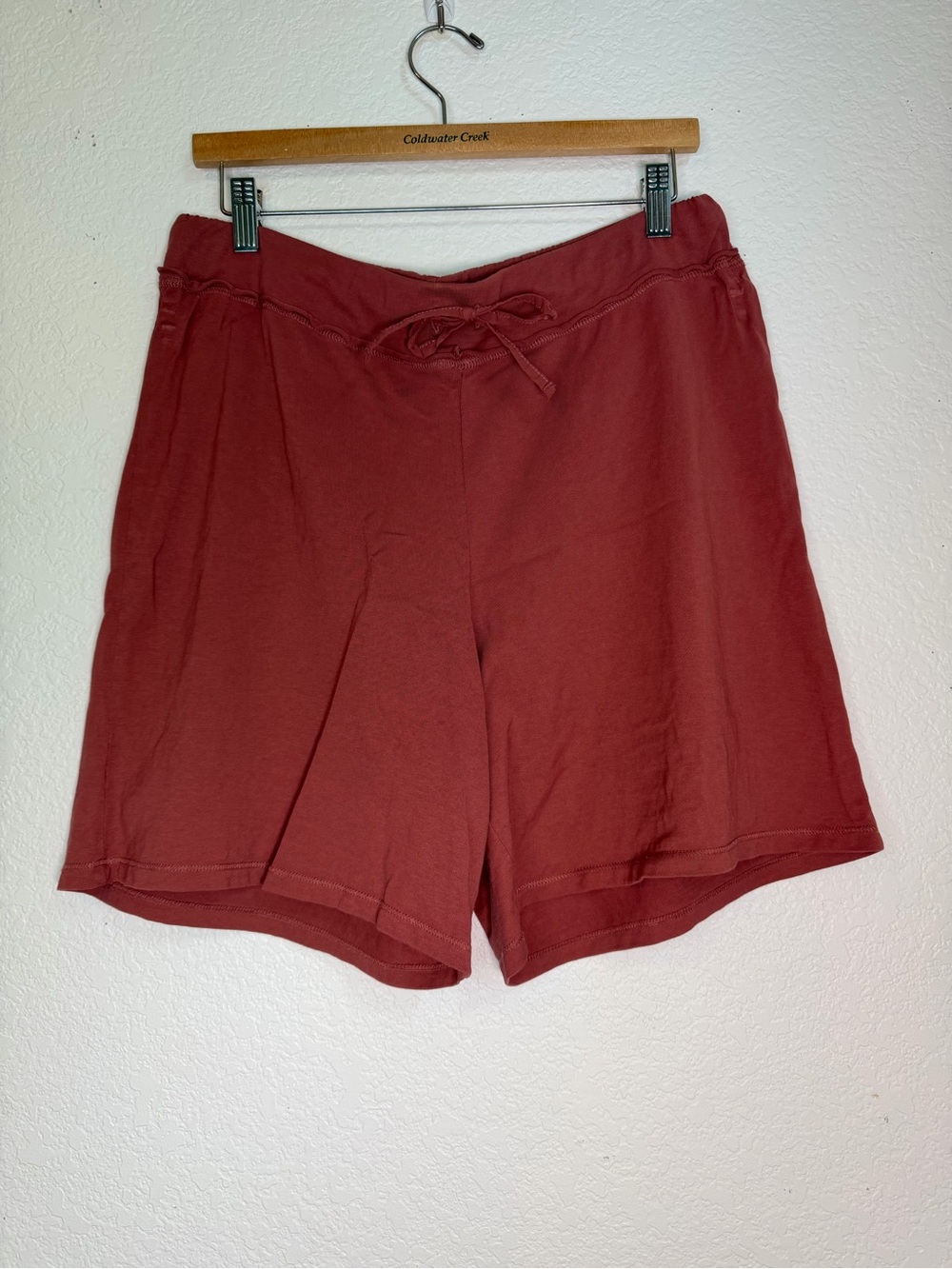 J. Jill Drawstring Knit Lounge Shorts - Rust Red, size M